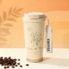 Coffee cup, large-capacity stainless steel insulated cup, high appearance level, double-drinking straw insulated cup details Picture